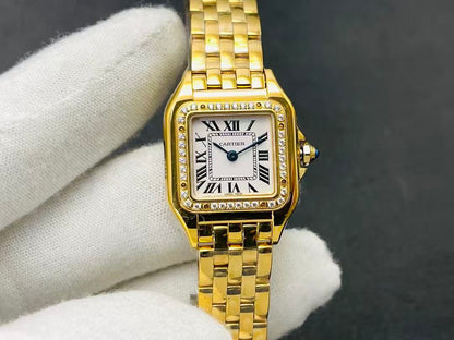 Unworn wrist watch Panthère de wrist watch, Stainless Steel, 18k Rose Gold and Diamonds, 22mm x 30mm, Ref# W3PN0019, box and papers