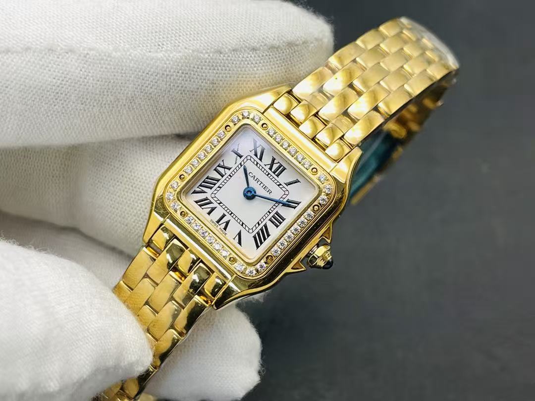 Unworn wrist watch Panthère de wrist watch, Stainless Steel, 18k Rose Gold and Diamonds, 22mm x 30mm, Ref# W3PN0019, box and papers