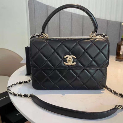 Trendy Medium Smooth Leather Top Handle Bags Black 25cm A92236 Y60767 94305 22 New Collection Bag Flap Bag