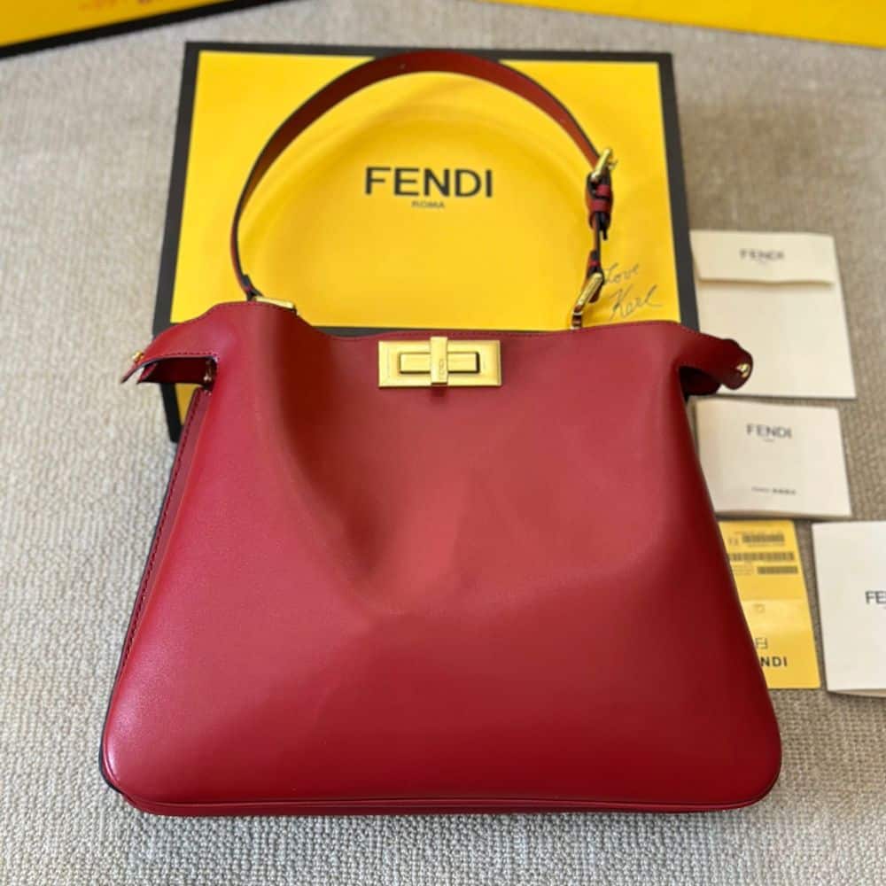 Peekaboo Medium Soft Leather Shoulder Bag Red 33Cm 22 New Collection Bag Peekaboo Bag
