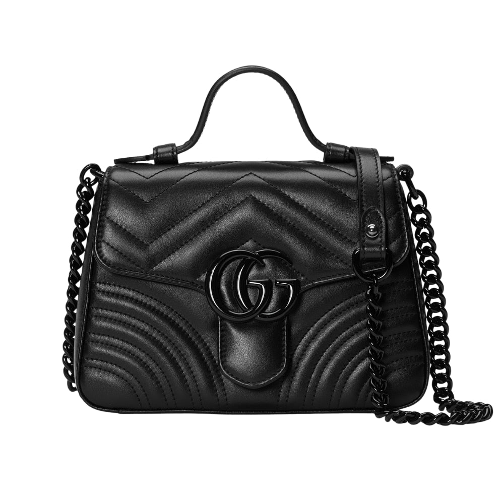 GG Marmont Mini Matelasse Leather Top Handle Bag Black 21Cm 702563 Dtdfv 1000 MARMONT Bag