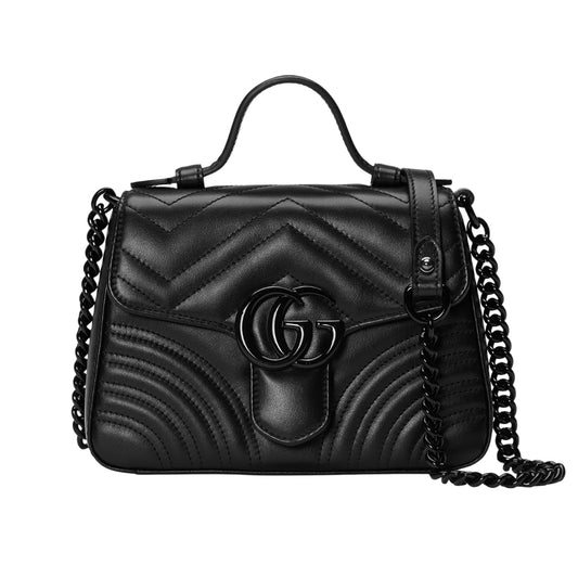 GG Marmont Mini Matelasse Leather Top Handle Bag Black 21Cm 702563 Dtdfv 1000 MARMONT Bag
