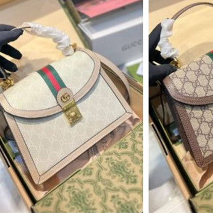 Ophidia Medium GG Supreme Canvas Top Handle Bag Beige And White 25Cm 651055 UULAG 9682 OPHIDIA Bag