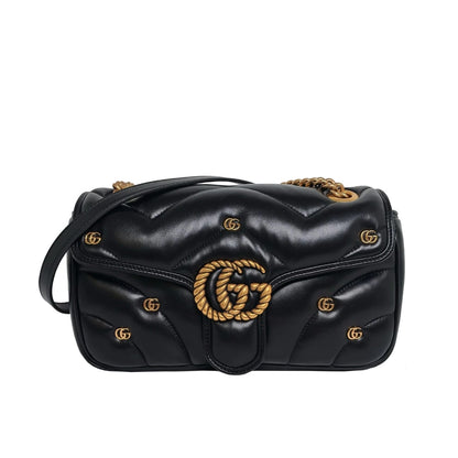 GG Marmont Small Matelasse Leather Shoulder Bag Black 26Cm 443497 Aacpg 1000 MARMONT Bag