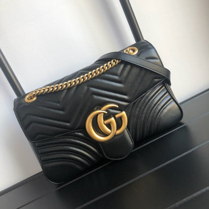 GG Marmont Medium Matelasse Leather Shoulder Bag Black 26Cm 443496 DTDIT 1000 MARMONT Bag