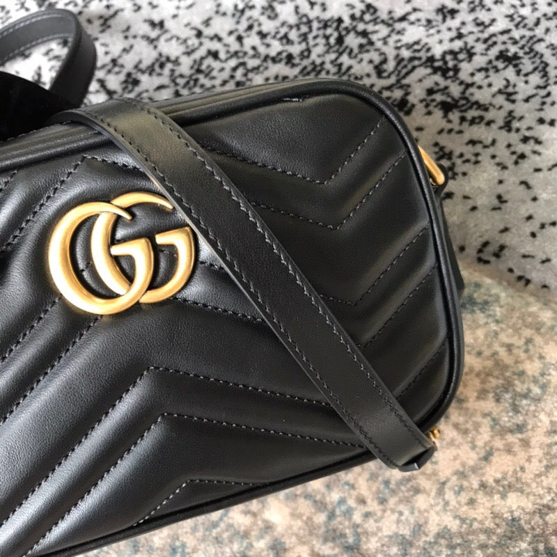 GG Marmont Small Matelasse Leather Shoulder Bag Black 24cm 447632 DTD1T 1000 MARMONT Bag