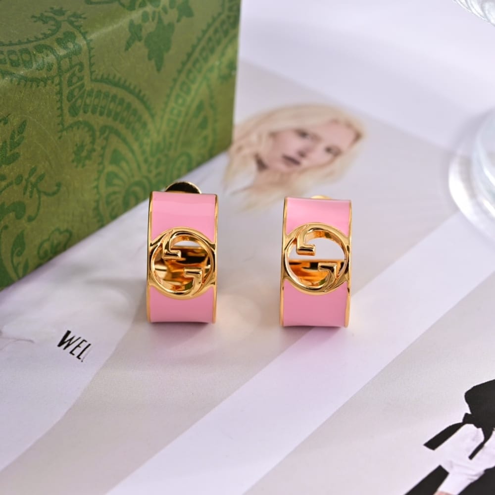 Blondie Enamel Hoop Earrings Pink 796764 J1630 8075 Blondie Bag