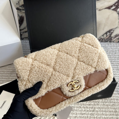 Teddy Bear Medium Fleece Flap Bags Beige And Brown 23cm AS5149 B18194 NZM48 22 New Collection Bag Flap Bag