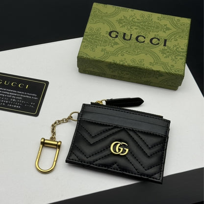 GG Marmont Matelassé Leather Keychain Wallet Black 10cm MARMONT Bag