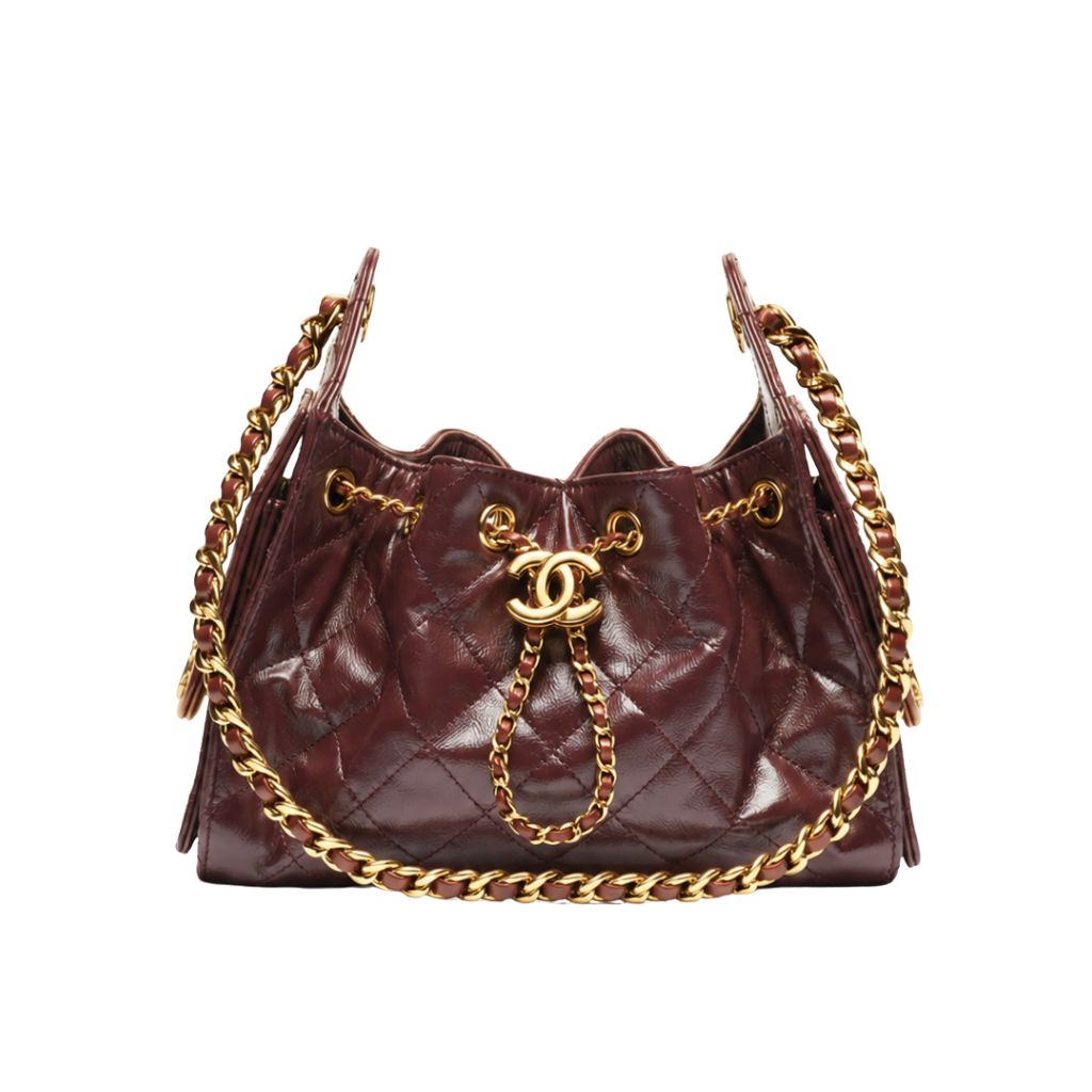 25 Mini Shiny Leather Handbag Burgundy 20cm 25 New Collection Bag