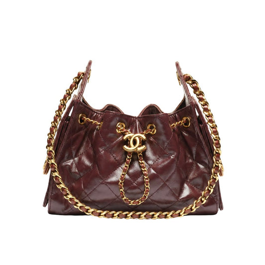 25 Mini Shiny Leather Handbag Burgundy 20cm 25 New Collection Bag