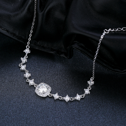 Luxury Moissanite Halo Bracelet – 0.8CT D Color 925 Sterling Silver