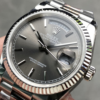 [Super Clone] Regency Weekday 36 mm Weekday Fluted Bezel Silver Dial 128239 5782