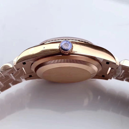 Regency Weekday 36 mm Weekday Fluted Bezel Rose colour set with diamonds Dial 128235 5015
