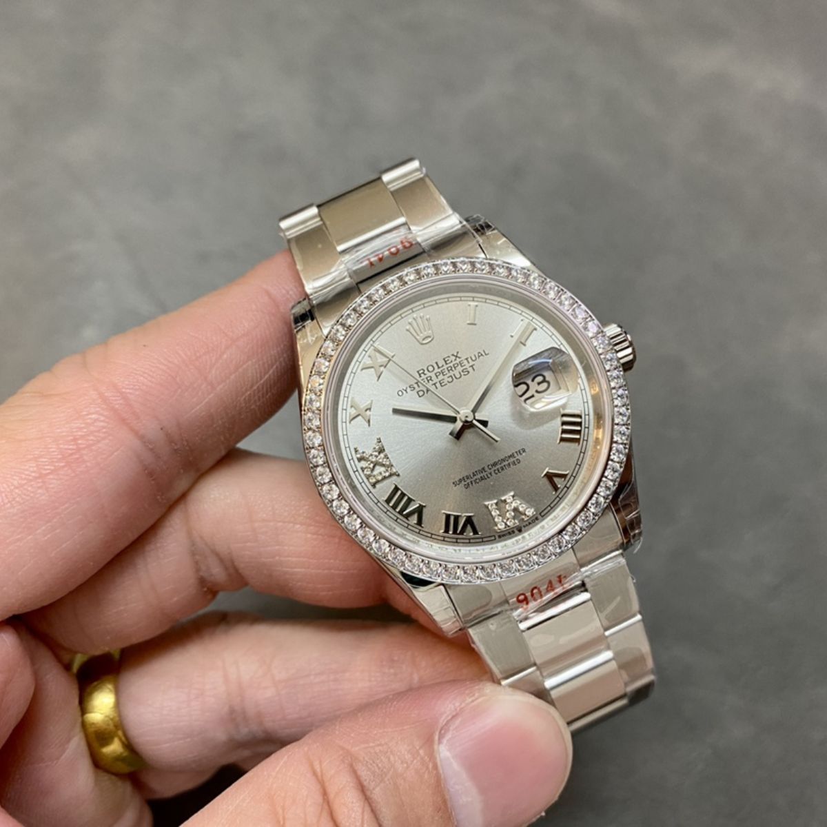 [Super Clone] Regency Classic Date 36 mm Timeless Brilliant diamond set Bezel Silver set with diamonds Dial 126284RBR 4036