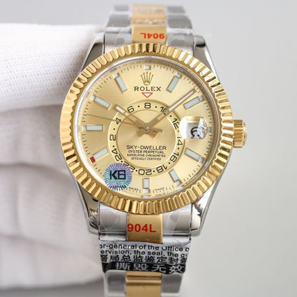 [Super Clone] Regency Dual Time 42 mm Timeless Fluted Bezel Champagne colour Dial 336933 9094