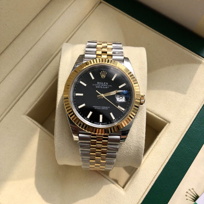 Regency Classic Date 41 mm Five-Link Fluted Bezel Bright black Dial 126333 4788