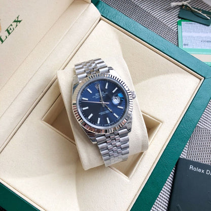 [Super Clone] Regency Classic Date 41 mm Five-Link Fluted Bezel Bright blue Dial 126334 1222