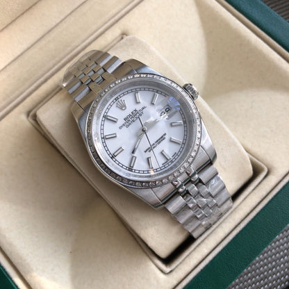 [Super Clone] Regency Classic Date 36 mm Five-Link Brilliant diamond set Bezel White Dial 2912