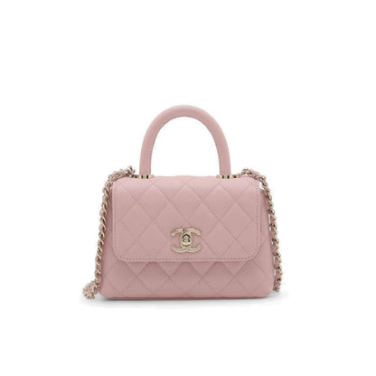 Handle Mini Grained Leather Flap Bag Pink 19cm 22 New Collection Bag Flap Bag