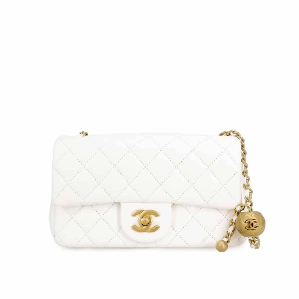 Pearl Crush Mini Smooth Leather Flap Bag White 20cm AS1787 B02916 10601 22 New Collection Bag Flap Bag