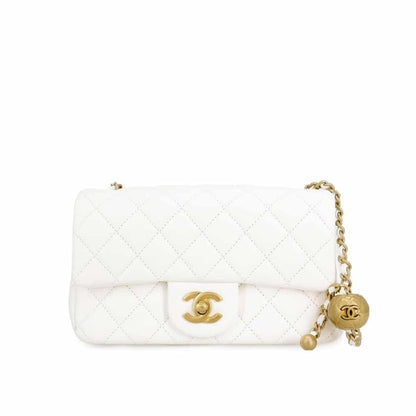 Pearl Crush Mini Smooth Leather Flap Bag White 20cm AS1787 B02916 10601 22 New Collection Bag Flap Bag