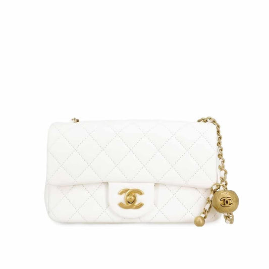 Pearl Crush Mini Smooth Leather Flap Bag White 20cm AS1787 B02916 10601 22 New Collection Bag Flap Bag
