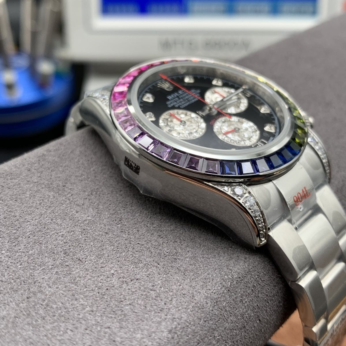 [Super Clone] Regency Racing Chronograph 40 mm Timelesssteel Rainbow Bezel Panda Dial 3990