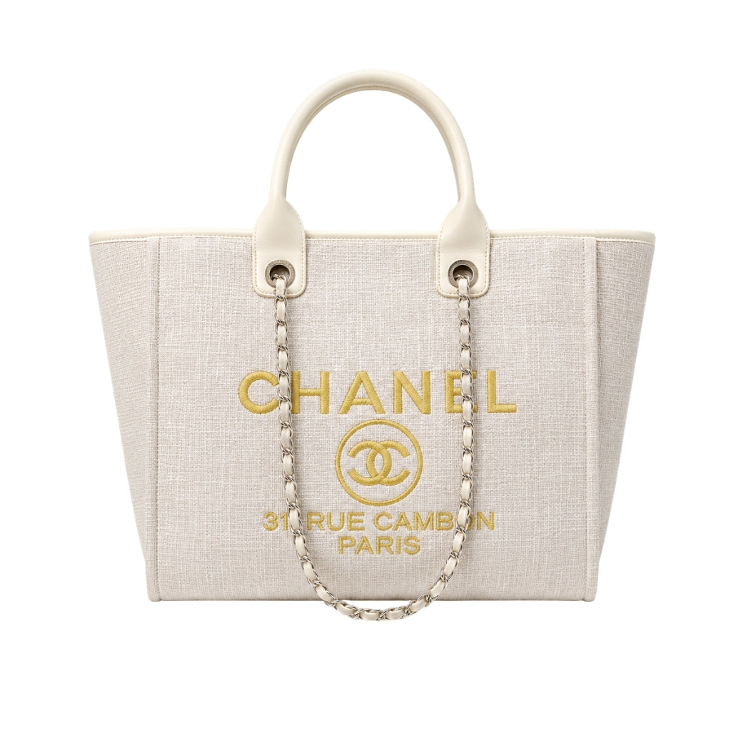 Deauville Medium Canvas Tote Bag White 38cm 22 New Collection Bag Deauville Bag