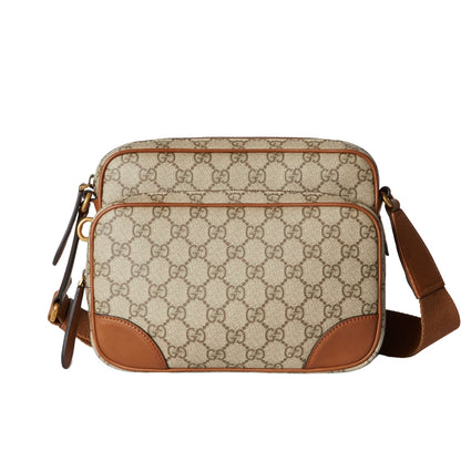 GG Emblem Small GG Monogram Canvas Crossbody Bag Beige And Brown 23Cm 821160 FAED3 9786 Emblem Bag