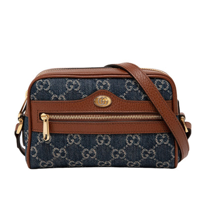 Ophidia Mini GG Denim Monogram Shoulder Bag Blue And Brown 17Cm 517350 2KQGG 8375 OPHIDIA Bag