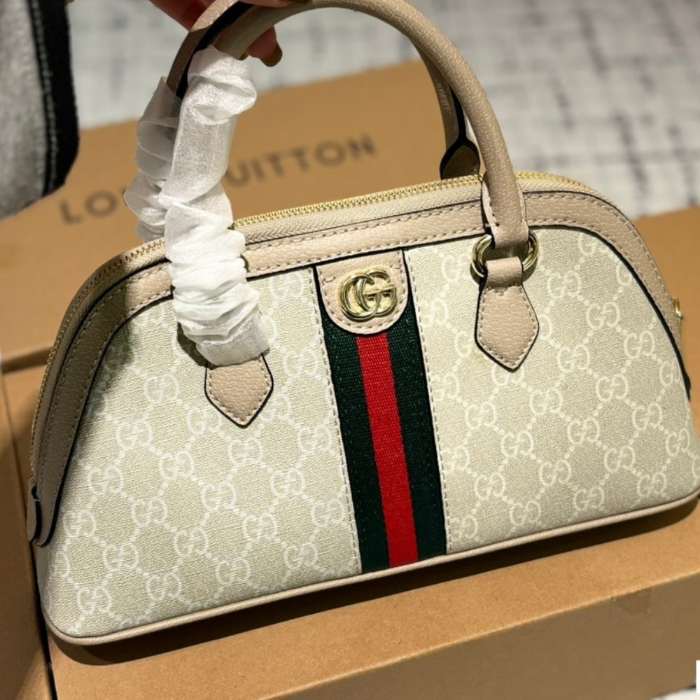 Ophidia Small GG Supreme Canvas Top Handle Bag Beige And White 30Cm OPHIDIA Bag