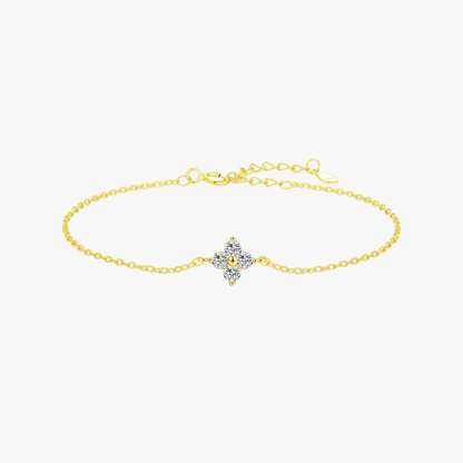 Elegant Four Leaf Clover CZ Bracelet – 925 Sterling Silver