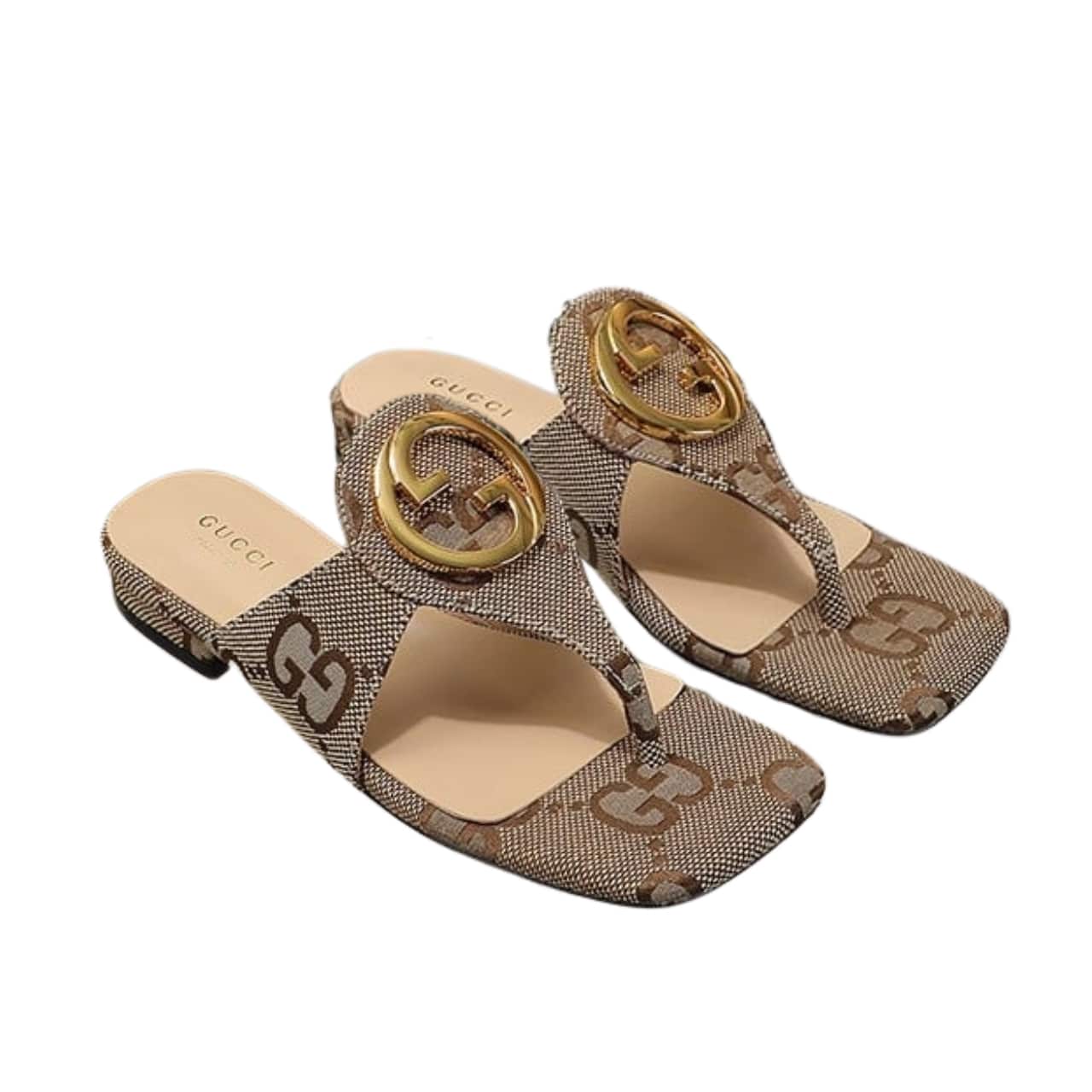 Women’s Blondie Thong Sandals GG Canvas Ebony Brown Blondie Bag