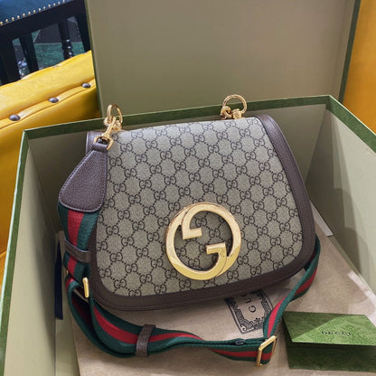 Blondie Medium GG Supreme Canvas Shoulder Bag Beige Ebony 29cm 699210 96IWG 8745 Blondie Bag