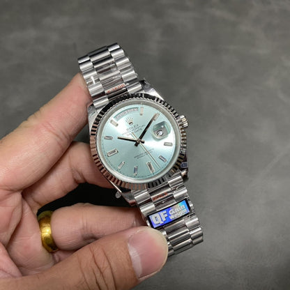 [Super Clone] Regency Weekday 40 mm Weekday Fluted Bezel Ice blue Dial 228236 6166