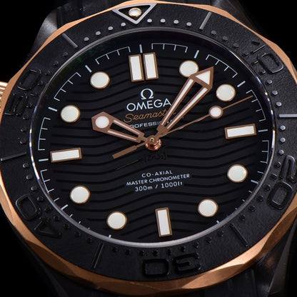 Celestial Seafarer Diver 300M 44mm Black Ceramic On Rubber Strap Black Dial 8166