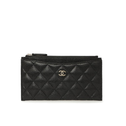 Classic Zip Pouch Grained Leather Wallet Black 22cm Classic Bag