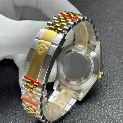 Regency Classic Date 41 mm Five-Link Fluted Bezel Champagne colour set with diamonds Dial 126333 7780