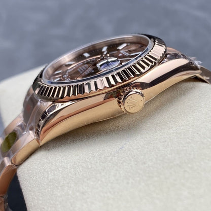 [Super Clone] Regency Dual Time 42 mm Timeless Fluted Bezel Chocolate Dial 336935 3292