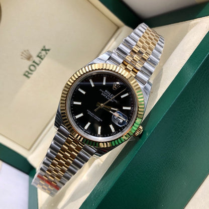 Regency Classic Date 41 mm Five-Link Fluted Bezel Bright black Dial 126333 4788