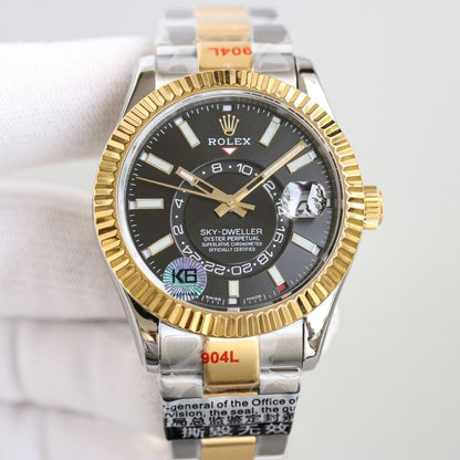 [Super Clone] Regency Dual Time 42 mm Timeless Fluted Bezel Bright black Dial 336933 7532