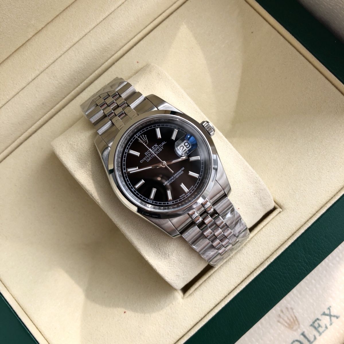[Super Clone] Regency Classic Date 36 mm Five-Link Domed Bezel Bright black Dial 3570