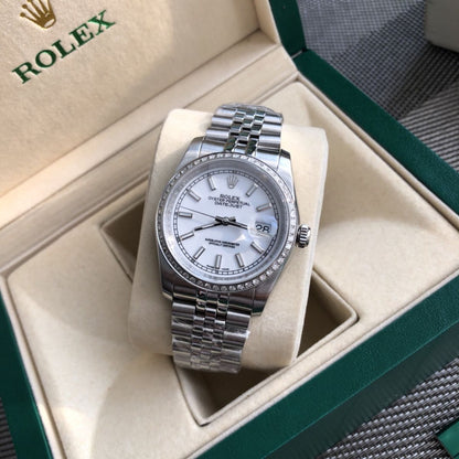 Regency Classic Date 36 mm Five-Link Brilliant diamond set Bezel White Dial 8119