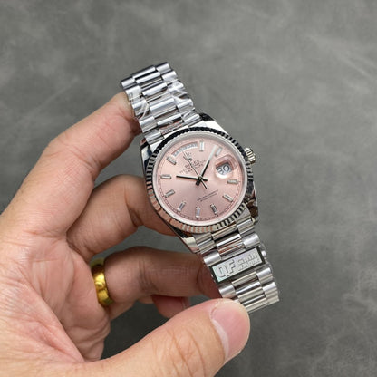 Regency Weekday 36 mm Weekday Fluted Bezel Pink Dial 128239 1481