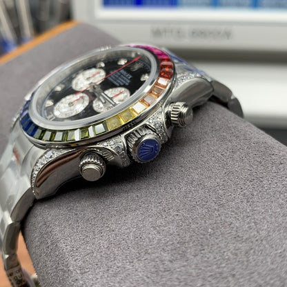 [Super Clone] Regency Racing Chronograph 40 mm Timelesssteel Rainbow Bezel Panda Dial 3990