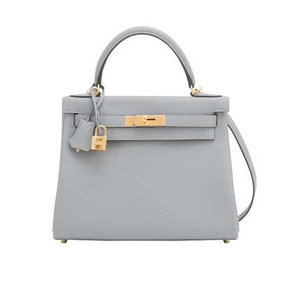 Kelly Sellier Epsom Gold Hardware Handbag Grey 25Cm Kelly Bag