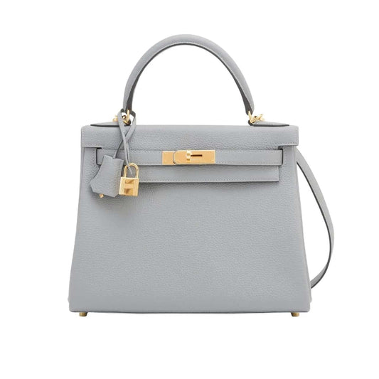 Kelly Sellier Epsom Gold Hardware Handbag Grey 25Cm Kelly Bag