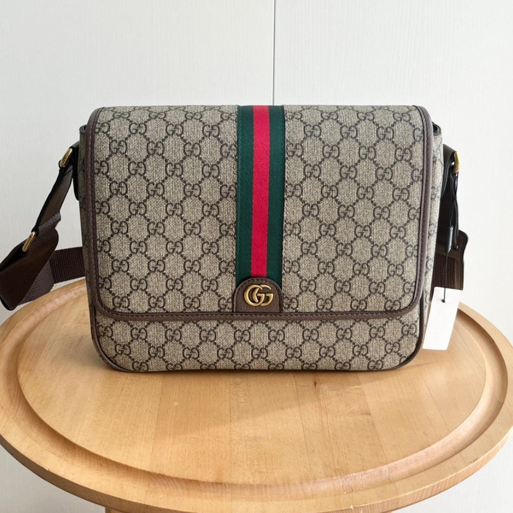 Ophidia Medium GG Supreme Canvas Shoulder Bag Beige Ebony 28Cm 761741 Facjq 9741 OPHIDIA Bag