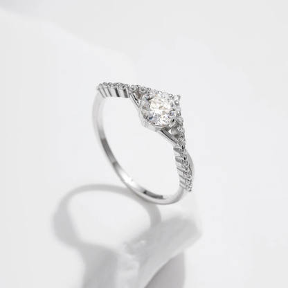 Elegant Crown Moissanite Engagement Ring – D Color 925 Sterling Silver